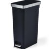 Better Homes & Gardens 10.5 Gallon Trash Can, Plastic Slim Step On Kitchen Trash Can, Black