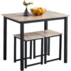 Alden Design 3pcs Industrial Dining Set, Rustic Gray
