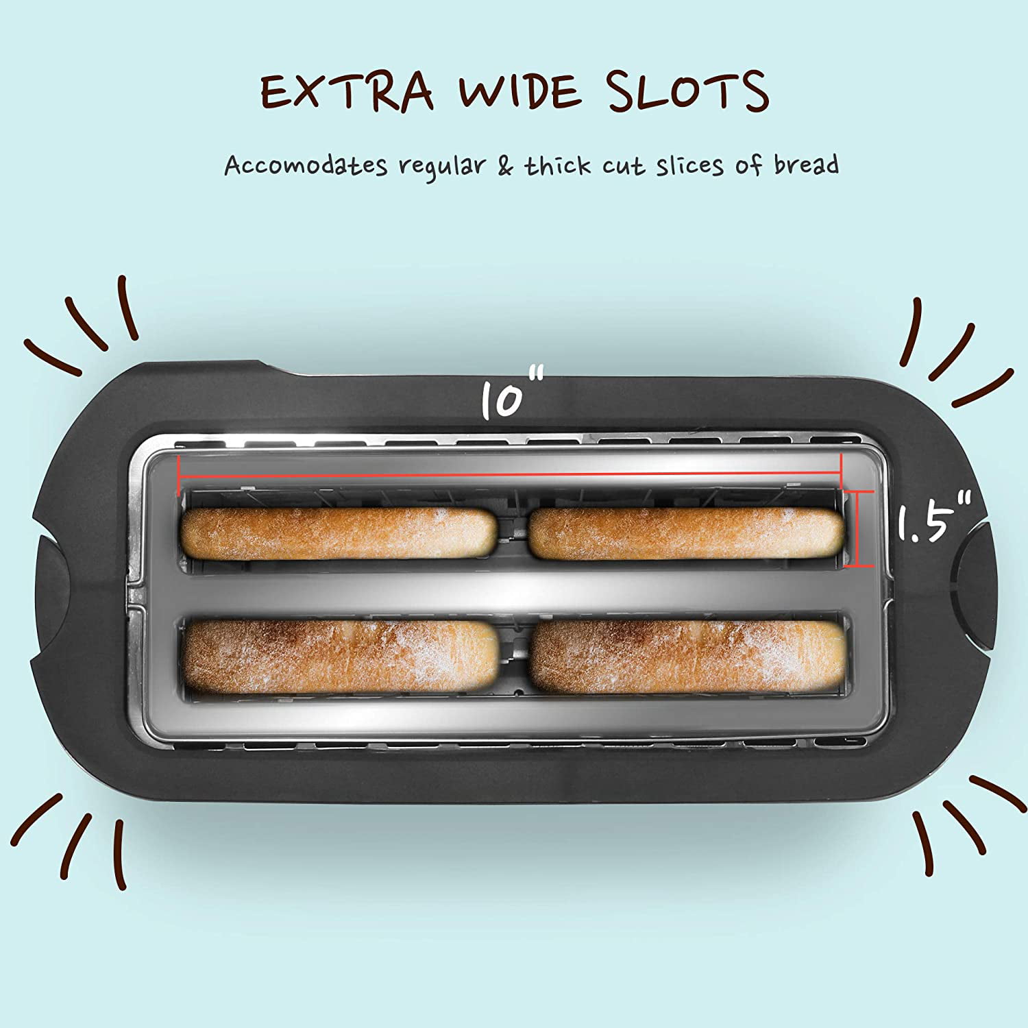 Maxi-Matic Elite Gourmet 4-Slice Long Slot Cool-Touch Toaster