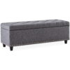 Belleze 48" Rectangular Gray Storage Fabric Ottoman Bench Tufted Footrest Lift Top