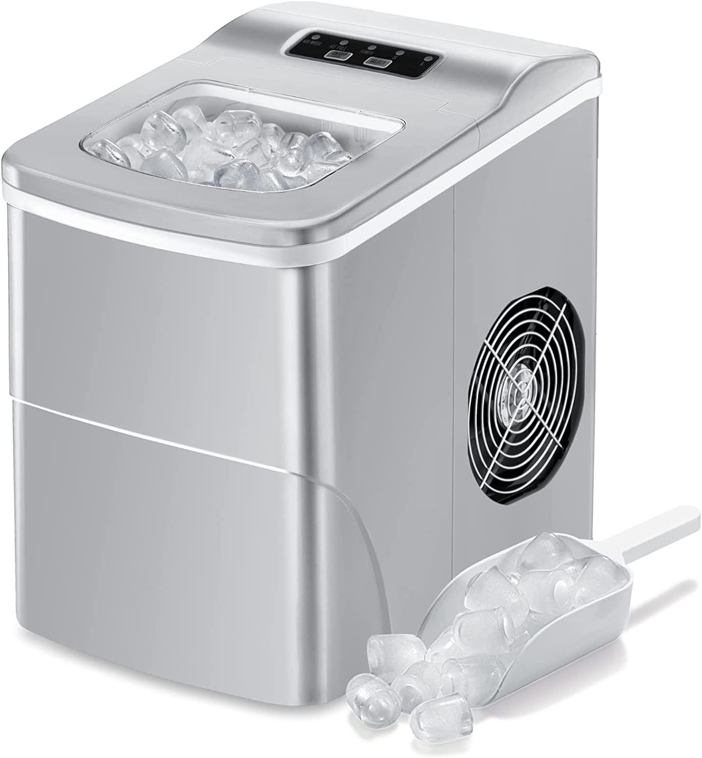 AGLUCKY Countertop Ice Maker Machine, Portable Ice Makers Countertop, Make  26 lbs ice in 24 hrs,Ice Cube Ready in 6-8 Mins with Ice Scoop and Basket  (Grey)