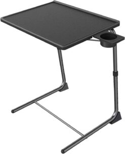 HUANUO Adjustable TV Tray Table - TV Dinner Tray on Bed & Sofa, Comfortable Folding Table with 6 Height & 3 Tilt Angle Adjustments