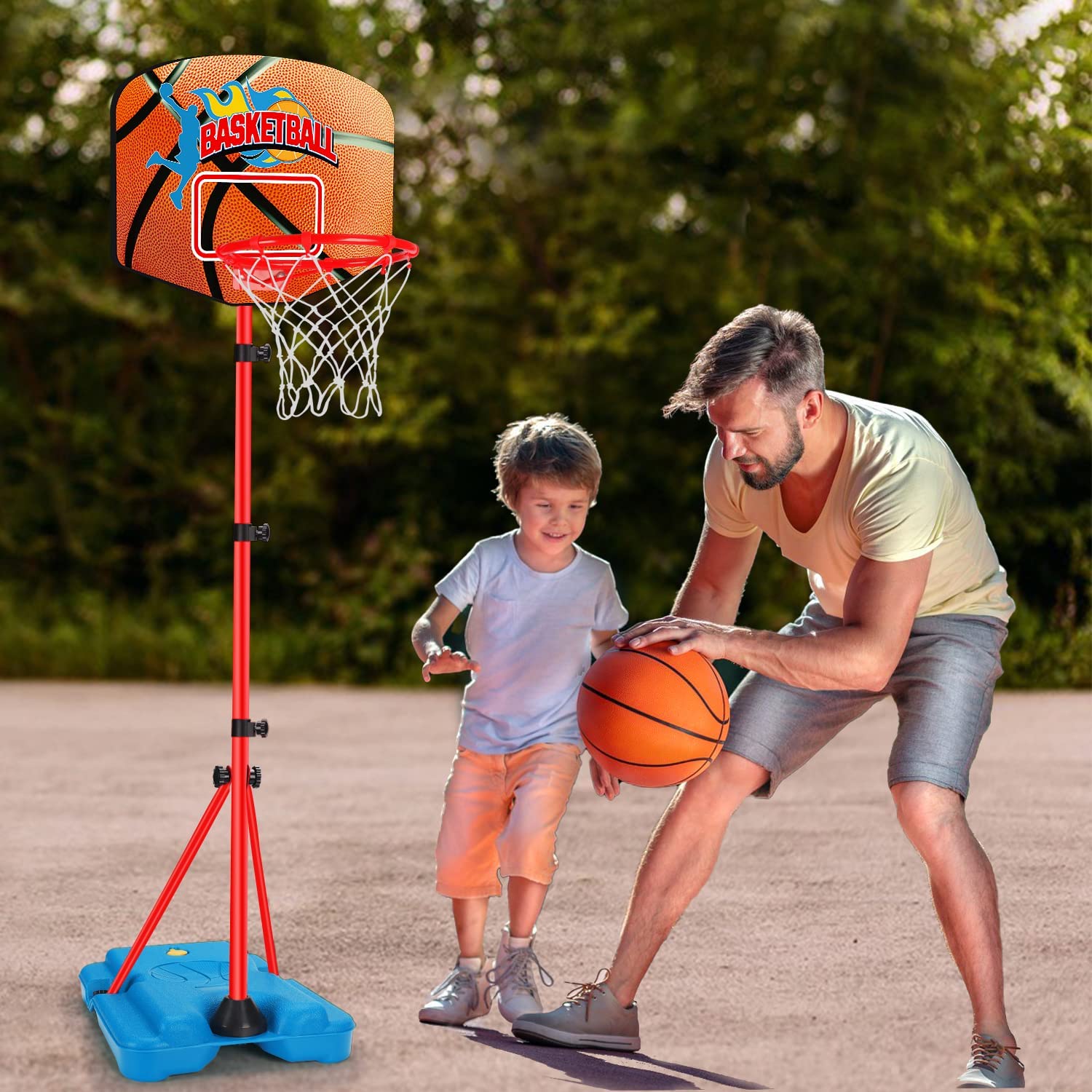 AugToy Toddler Basketball Hoop Stand Adjustable Height 2.5 ft -6.2 ft Mini  Indoor Basketball Goal Toy with Ball Pump for Kids Boys Girls 2 3 4 5 Years  Old Outdoor Outside Toys 1-3 Yard Backyard Games