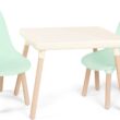 B. spaces by Battat – Kids Furniture Set – 1 Craft Table & 2 Kids Chairs with Natural Wooden Legs (Ivory and Mint)