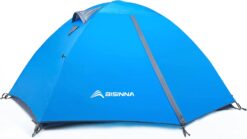 BISINNA 2 Person Camping Tent Lightweight Backpacking Tent Waterproof Windproof Two Doors Easy Setup Double Layer Outdoor Tents for Family Camping Hunting Hiking Mountaineering Travel, Blue