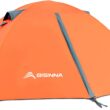 BISINNA 2 Person Camping Tent Lightweight Backpacking Tent Waterproof Windproof Two Doors Easy Setup Double Layer Outdoor Tents for Family Camping Hunting Hiking Mountaineering Travel, Orange