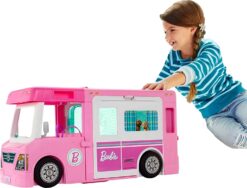 Barbie Camper Playset, 3-In-1 Dreamcamper with Pool and 50 Accessories, Transforms Into Truck, Boat and House