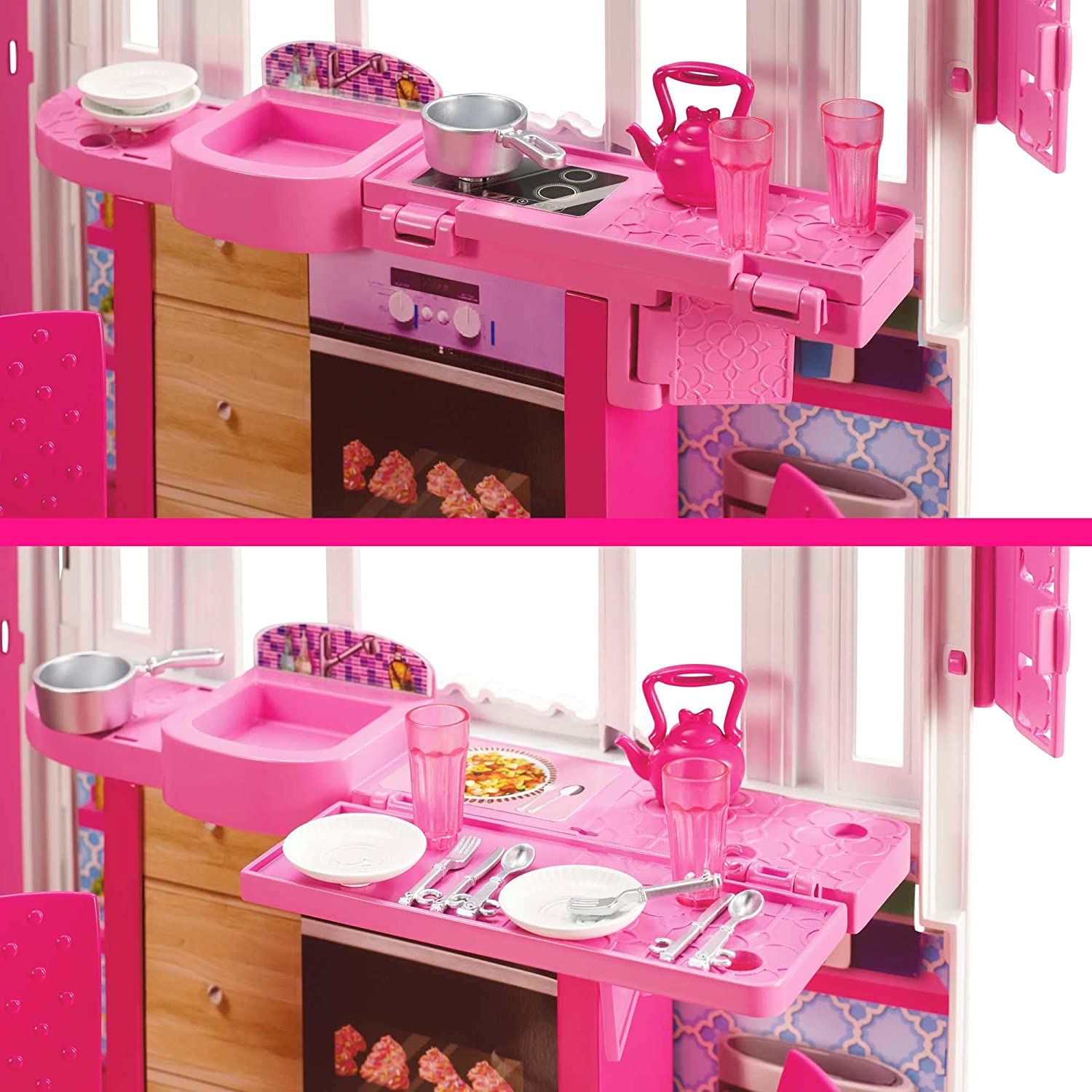 Barbie Glam Getaway Portable Dollhouse, 1 Story with Furniture, Accessories  and Carrying Handle, for 3 to 7 Year Olds