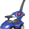 Best Choice Products Kids 3-in-1 Push and Pedal Car Toddler Ride On w/Handle, Horn, Music - Blue