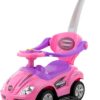 Best Choice Products Kids 3-in-1 Push and Pedal Car Toddler Ride On w/Handle, Horn, Music - Pink