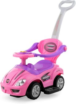 Best Choice Products Kids 3-in-1 Push and Pedal Car Toddler Ride On w/Handle, Horn, Music - Pink