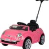 Best Ride On Cars 2-in-1 Fiat 500 Baby Toddler Toy Push Vehicle Car Stroller with 40 Pound Capacity and Lights for Children Ages 1 to 3 Years, Pink