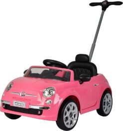 Best Ride On Cars 2-in-1 Fiat 500 Baby Toddler Toy Push Vehicle Car Stroller with 40 Pound Capacity and Lights for Children Ages 1 to 3 Years, Pink