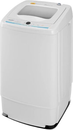 COMFEE’ Portable Washing Machine, 0.9 Cu.ft Compact Washer With LED Display, 5 Wash Cycles, 2 Built-in Rollers, Space Saving Full-Automatic Washer, Ideal for RV/Dorm/Apartment, Ivory White