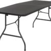 COSCO Deluxe 6 foot x 30 inch Fold-in-Half Blow Molded Folding Table, Black