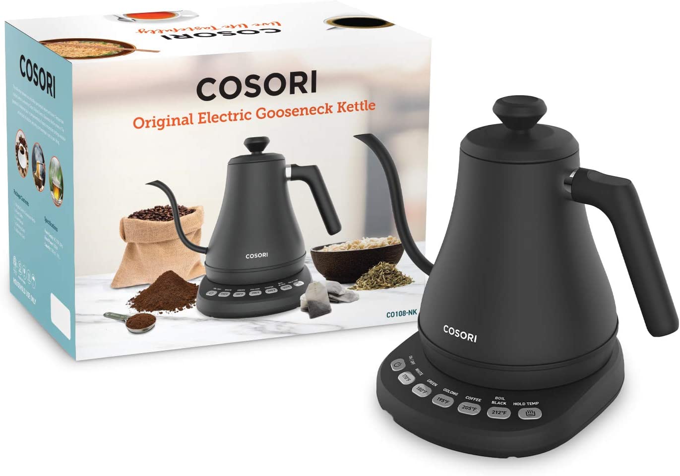 COSORI Smart Gooseneck Kettle Electric for Pour-Over Tea & Coffee with  Variable Presets, Stainless Steel ,0.8L, Gray 