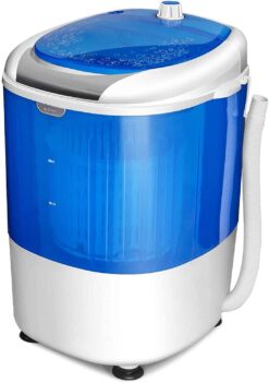COSTWAY Portable Mini Washing Machine with Spin Dryer, Washing Capacity 5.5lbs, Electric Compact Machines Durable Design Energy Saving, Rotary Controller, Laundry Washer for Home Apartment RV, Blue