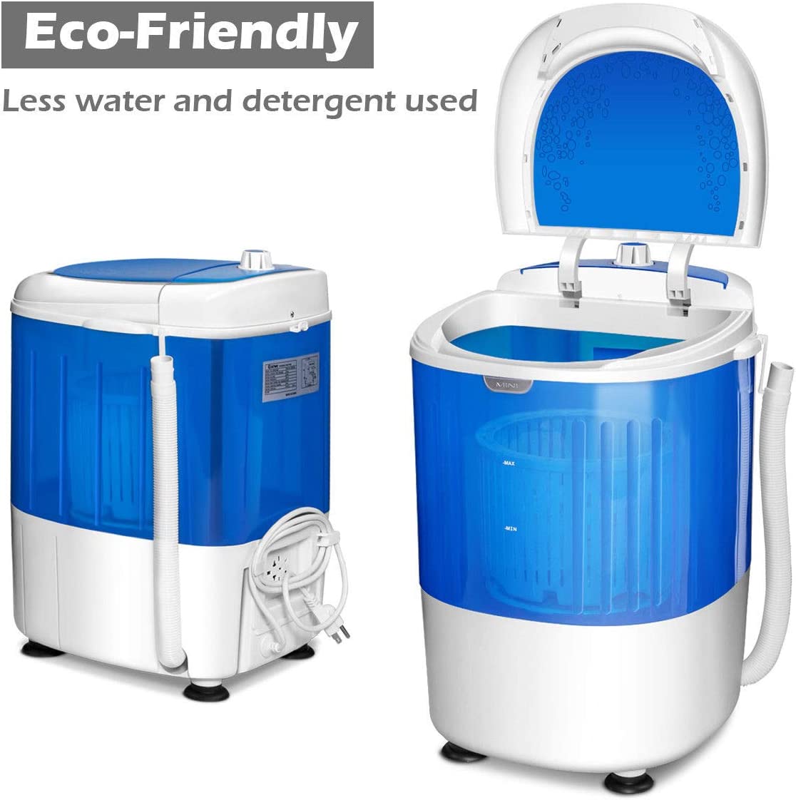 COSTWAY Portable Mini Washing Machine with Spin Dryer, Washing Capacity  5.5lbs, Electric Compact Machines Durable Design Energy Saving, Rotary  Controller, Laundry Washer for Home Apartment RV, Blue