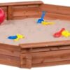 CREATIVE CEDAR DESIGNS Octagon Wooden Cedar Sand box w Seat Boards | Eco-Friendly Cover & Ground Liner | 84" X 78" x 9" | 3/4" Cedar Boards | Easy DIY Assembly | Holds 800+ lbs of Sand | Natural Cedar Beauty Built To Last