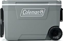 Coleman 316 Series Insulated Portable Cooler with Heavy Duty Wheels, Leak-Proof Wheeled Cooler with 100+ Can Capacity, Keeps Ice for up to 5 Days, 62qt, Rock Grey