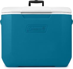 Coleman Chiller Series 60qt Wheeled Insulated Portable Cooler, Ice Retention Hard Cooler with Heavy Duty Wheels and Handle, Ocean Blue