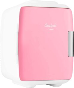 Cooluli Skincare Mini Fridge for Bedroom - Car, Office Desk & Dorm Room - Portable  4L/6 Can Electric Plug In Cooler & Warmer for Food, Pink