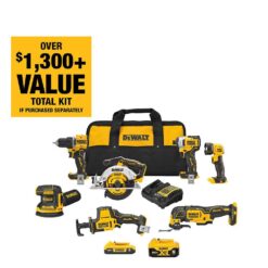 DEWALT DCK700D1P1 20-Volt MAX Lithium-Ion Cordless 7-Tool Combo Kit with 2.0 Ah Battery, 5.0 Ah Battery and Charger