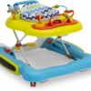 Delta Children 4-in-1 Discover & Play Musical Walker - Features 360 Degree Swivel Seat, Rocker and Walker Mode, Step-to-Play Music, Machine-Washable Seat, Blue/Green