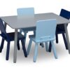 Delta Children Kids Table and Chair Set (4 Chairs Included) - Ideal for Arts & Crafts, Snack Time, Homeschooling, Homework & More - Greenguard Gold Certified, Grey/Blue