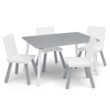 Delta Children Kids Table and Chair Set (4 Chairs Included) - Ideal for Arts & Crafts, Snack Time, Homeschooling, Homework & More, Grey/White
