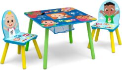 Delta Children Kids Table and Chair Set with Storage (2 Chairs Included) - Greenguard Gold Certified - Ideal for Arts & Crafts, Snack Time, Homeschooling, Homework & More, CoComelon