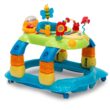 Delta Children Lil Play Station 4-in-1 Activity Walker - Rocker, Activity Center, Bouncer, Walker - Adjustable Seat Height - Fun Toys for Baby, Blue