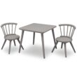 Delta Children Windsor Kids Wood Table Chair Set (2 Chairs Included) - Ideal for Arts & Crafts, Snack Time, Homeschooling, Homework & More, Greenguard Gold Certified, Grey