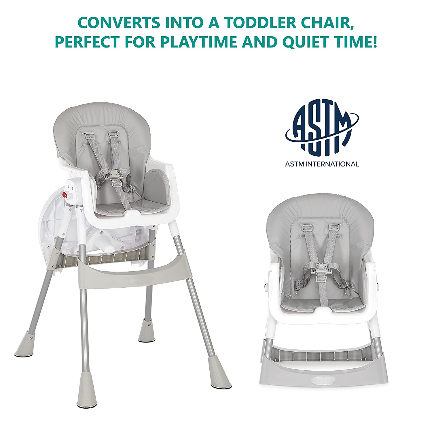 Dream On Me Portable 2-in-1 Tabletalk High Chair, Convertible Compact High Chair, Light Weight Portable Highchair, Grey5