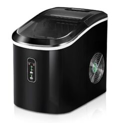 EUHOMY Ice Maker Machine Countertop, 26 lbs in 24 Hours, 9 Cubes Ready in 6 Mins, Self-Clean Electric Ice Maker Compact Potable Ice Maker with Ice Scoop and Basket. for Home/Kitchen/Office.(Black)