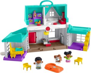 Fisher-Price Little People Toddler Playhouse Big Helpers Home Playset with Songs Phrases Figures & Accessories for Ages 1+ Years, Blue