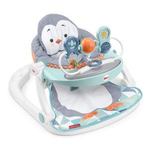 Fisher-Price Portable Baby Chair Sit-Me-Up Floor Seat With Snack Tray And Removable -Toy Bar, Penguin Island