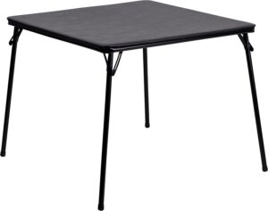 Flash Furniture Folding Card Table - Black Foldable Card Table Square - Portable Table with Collapsible Legs, Black, Adults