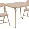 Flash Furniture Mindy Kids Tan 3 Piece Folding Table and Chair Set