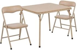 Flash Furniture Mindy Kids Tan 3 Piece Folding Table and Chair Set