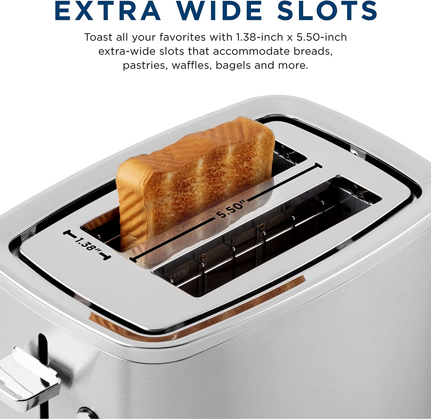 GE 2-Slice Stainless Steel Wide Slot Toaster with 7 Shade Settings
