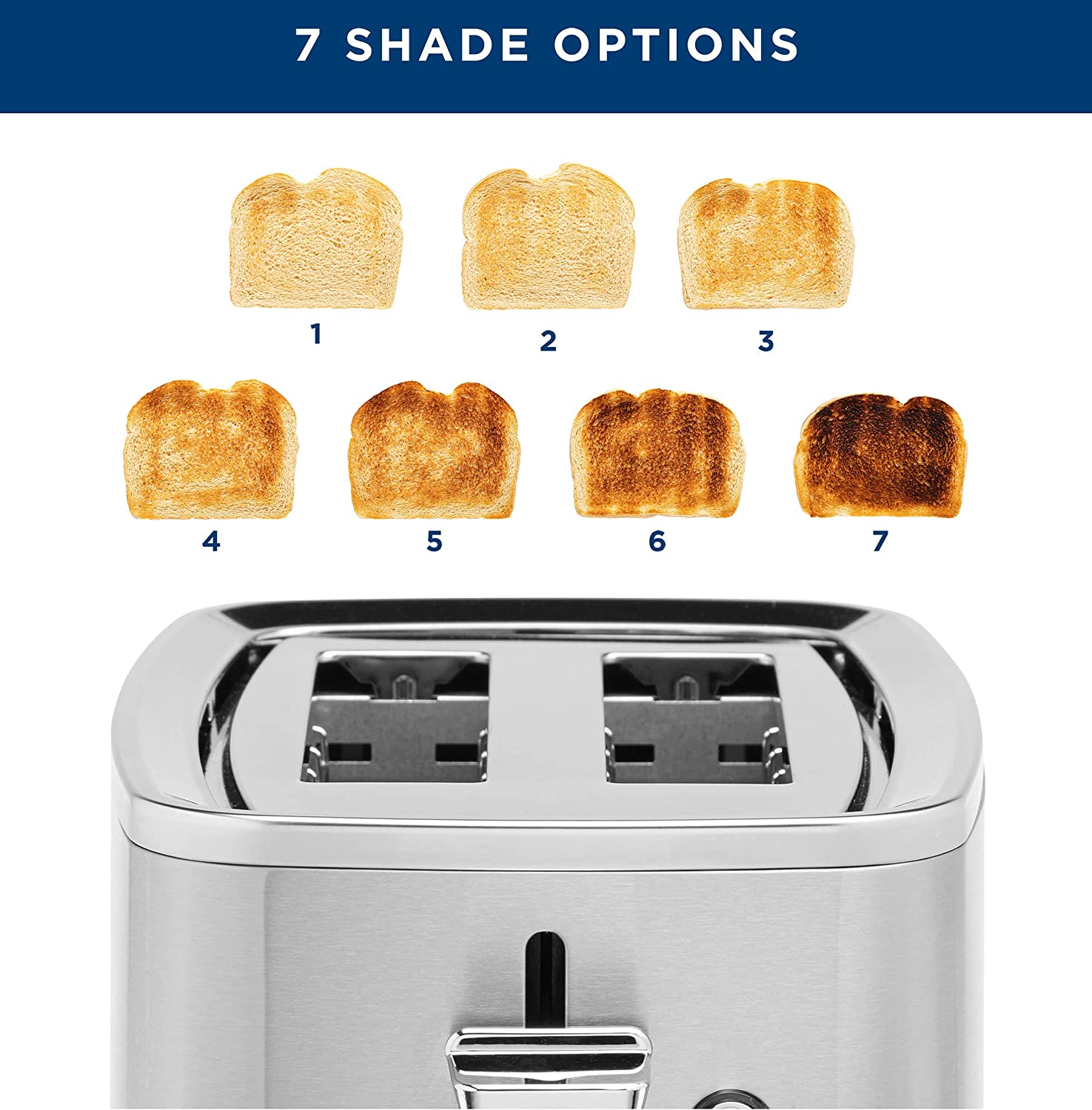GE Stainless Steel Toaster | 2 Slice | Extra Wide Slots for Toasting  Bagels, Breads, Waffles & More | 7 Shade Options for the Entire Household  to