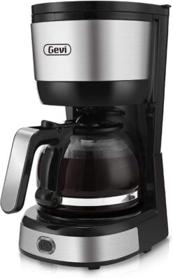 Gevi 4-Cup Coffee Maker with Auto-Shut off, Cone Filter, Stainless Steel Finish, 600ml