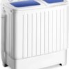 Giantex Portable Mini Compact Twin Tub Washing Machine 17.6lbs Washer Spain Spinner Portable Washing Machine, Blue+ White