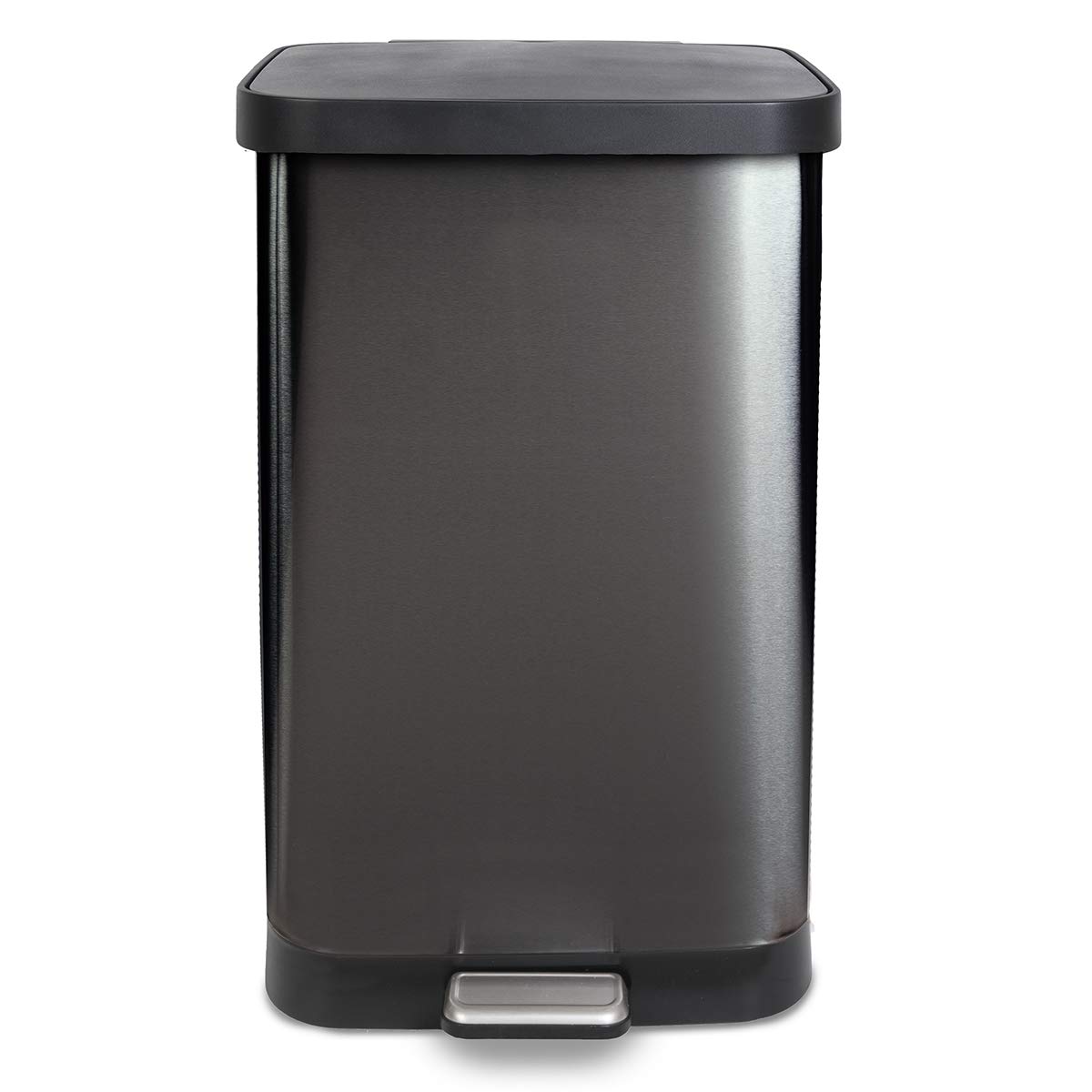 Glad 20 Gallon / 75.5 Liter Extra Capacity Stainless Steel Step Trash Can with CloroxTM Odor Protection, Pewter