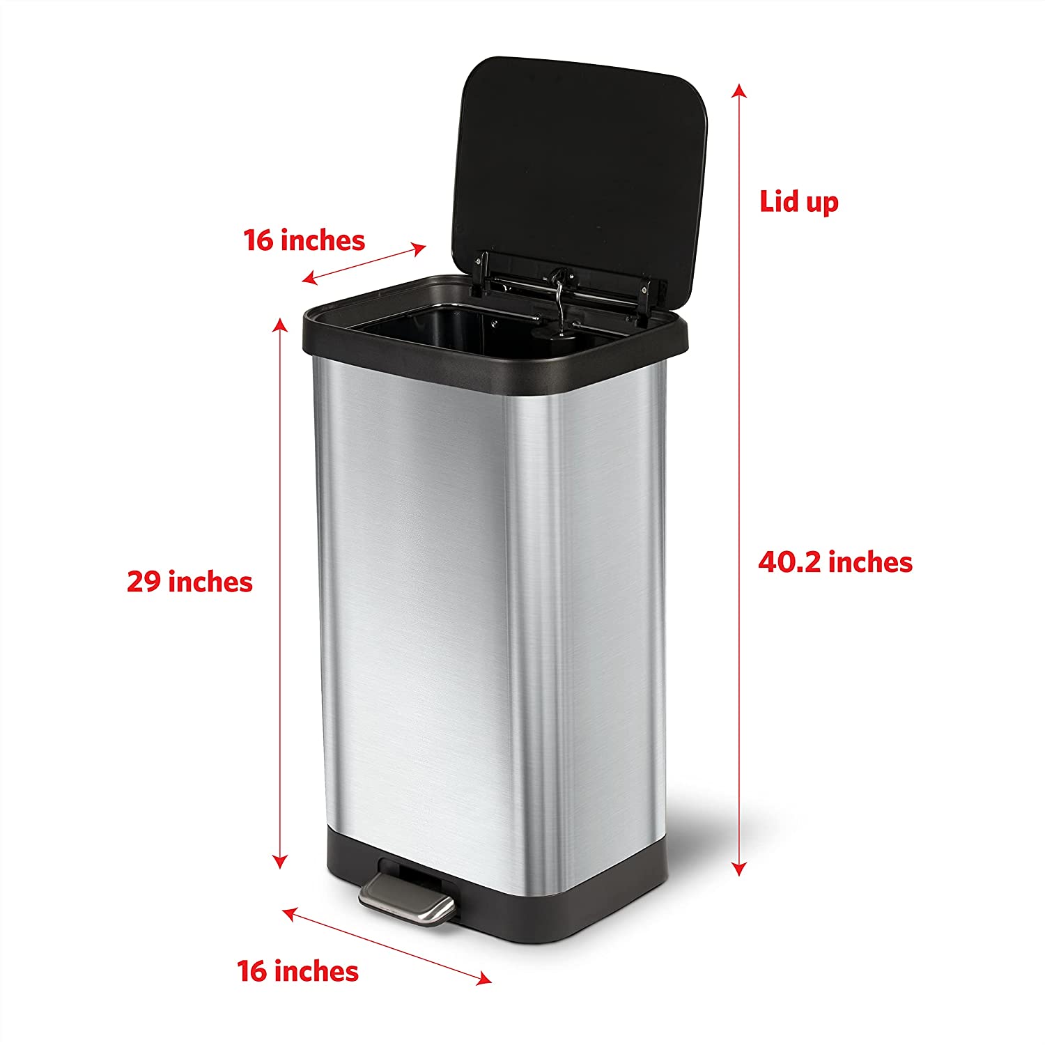 Stainless Steel 16 Gallon Step Trash Can, Home Storage & Organization