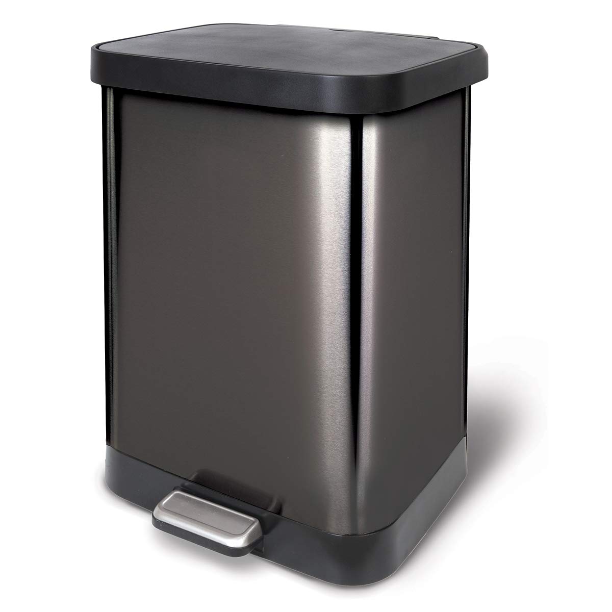 13 Gallon Stainless Steel Trash Can, Kitchen Garbage Can with Lid