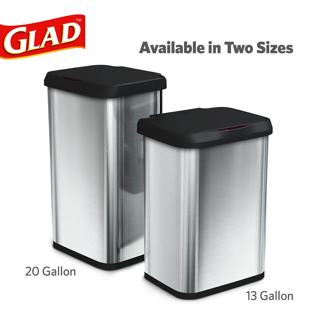 Glad Plastic Step Garbage Can, 20 gallon, Gray 