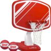 GoSports Splash Hoop Swimming Pool Basketball Game, Includes Poolside Water Basketball Hoop, 2 Balls and Pump – Choose Your Style, Red