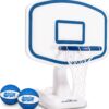 GoSports Splash Hoop Swimming Pool Basketball Game, Includes Poolside Water Basketball Hoop, 2 Balls and Pump – White